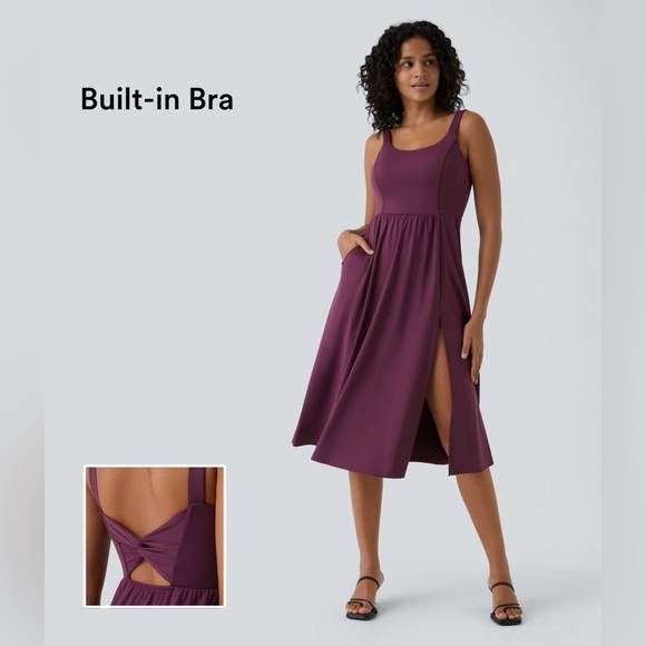 HALARA Dresses & Skirts - NWT HALARA Padded Midi Casual Dress in fig size large